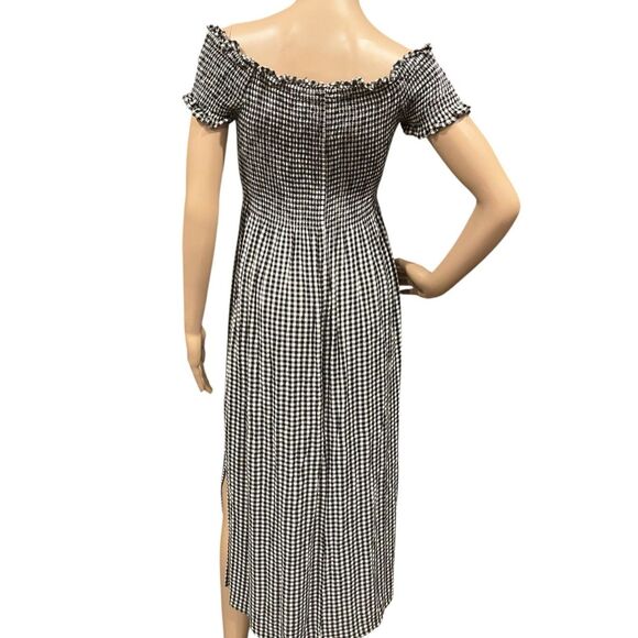 BARDOT Cottagecore Gingham Smocked Off the Shoulder Midi Dress Sz 8 (M) - Picture 7 of 9